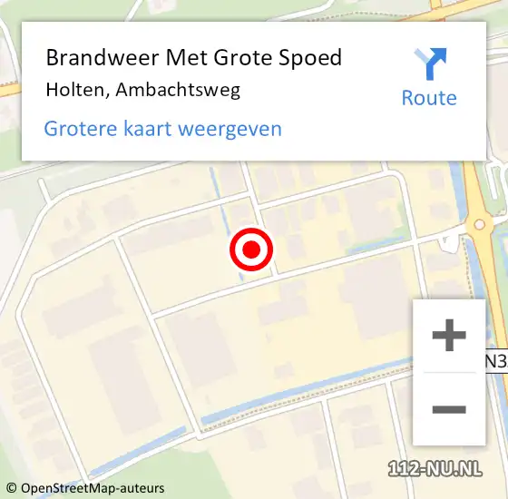 Locatie op kaart van de 112 melding: Brandweer Met Grote Spoed Naar Holten, Ambachtsweg op 11 januari 2024 05:43