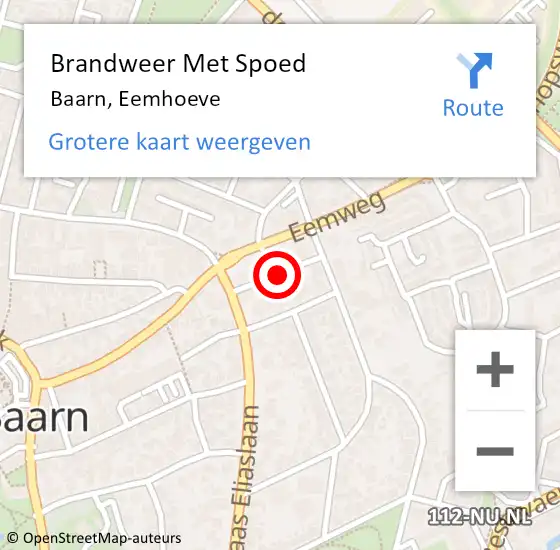 Locatie op kaart van de 112 melding: Brandweer Met Spoed Naar Baarn, Eemhoeve op 21 september 2014 18:47