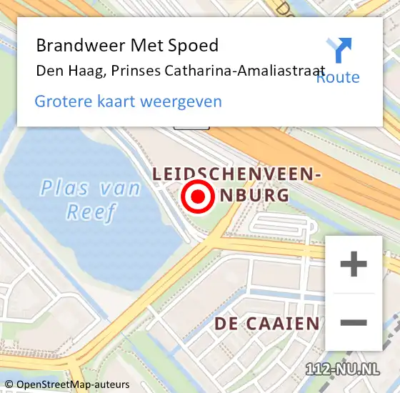 Locatie op kaart van de 112 melding: Brandweer Met Spoed Naar Den Haag, Prinses Catharina-Amaliastraat op 11 januari 2024 06:05