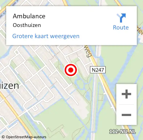 Locatie op kaart van de 112 melding: Ambulance Oosthuizen op 11 januari 2024 06:49