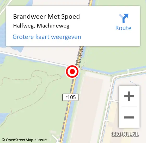 Locatie op kaart van de 112 melding: Brandweer Met Spoed Naar Halfweg, Machineweg op 11 januari 2024 07:35