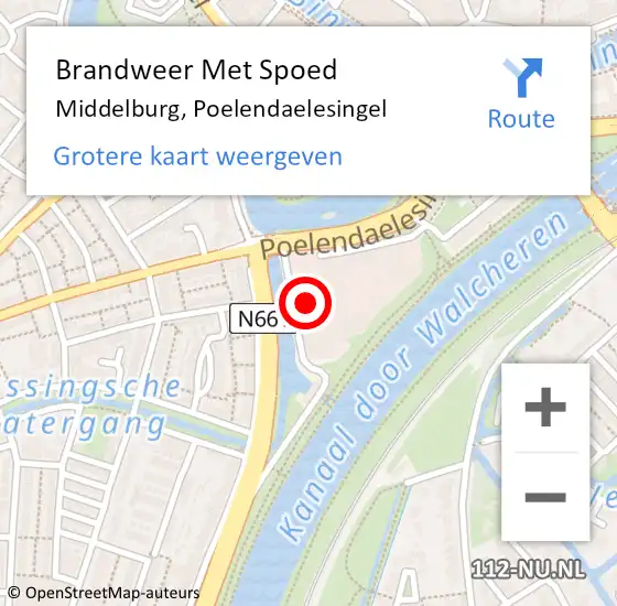 Locatie op kaart van de 112 melding: Brandweer Met Spoed Naar Middelburg, Poelendaelesingel op 11 januari 2024 07:49