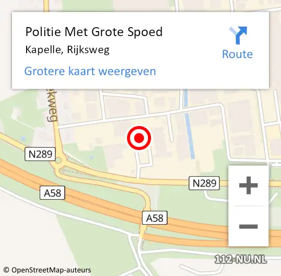 Locatie op kaart van de 112 melding: Politie Met Grote Spoed Naar Kapelle, Rijksweg op 11 januari 2024 07:58