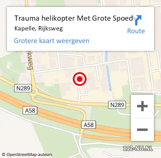 Locatie op kaart van de 112 melding: Trauma helikopter Met Grote Spoed Naar Kapelle, Rijksweg op 11 januari 2024 07:58