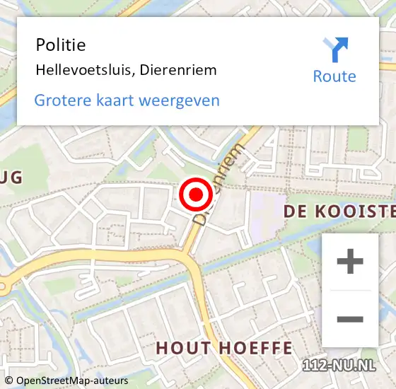 Locatie op kaart van de 112 melding: Politie Hellevoetsluis, Dierenriem op 11 januari 2024 08:02