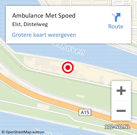 Locatie op kaart van de 112 melding: Ambulance Met Spoed Naar Elst, Dintelweg op 11 januari 2024 08:03