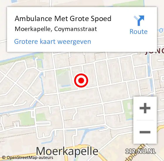 Locatie op kaart van de 112 melding: Ambulance Met Grote Spoed Naar Moerkapelle, Coymansstraat op 11 januari 2024 08:06