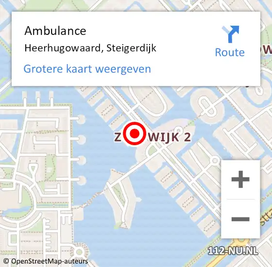 Locatie op kaart van de 112 melding: Ambulance Heerhugowaard, Steigerdijk op 11 januari 2024 08:08