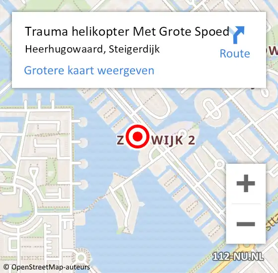Locatie op kaart van de 112 melding: Trauma helikopter Met Grote Spoed Naar Heerhugowaard, Steigerdijk op 11 januari 2024 08:09