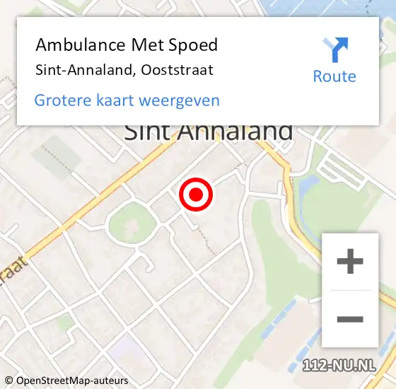 Locatie op kaart van de 112 melding: Ambulance Met Spoed Naar Sint-Annaland, Ooststraat op 21 september 2014 19:00