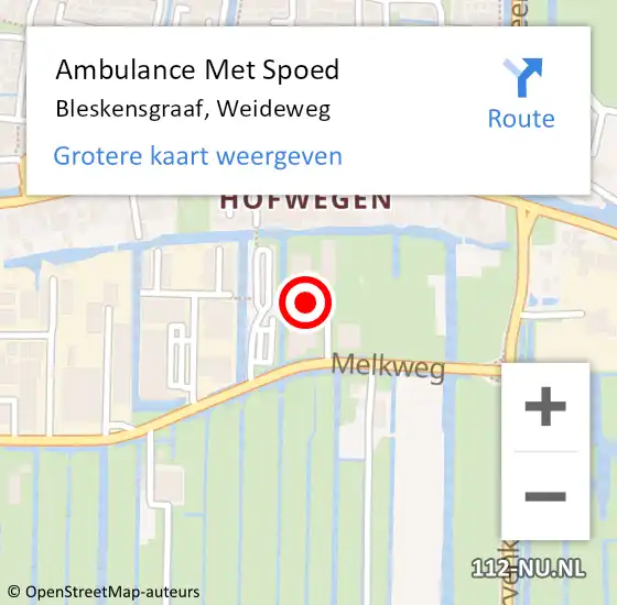 Locatie op kaart van de 112 melding: Ambulance Met Spoed Naar Bleskensgraaf, Weideweg op 11 januari 2024 08:17