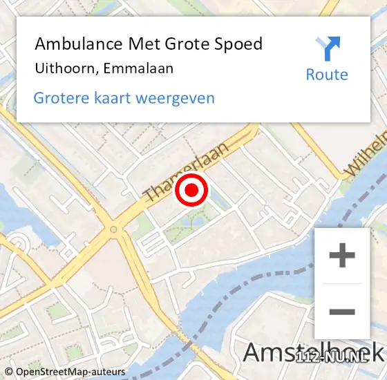 Locatie op kaart van de 112 melding: Ambulance Met Grote Spoed Naar Uithoorn, Emmalaan op 11 januari 2024 08:23