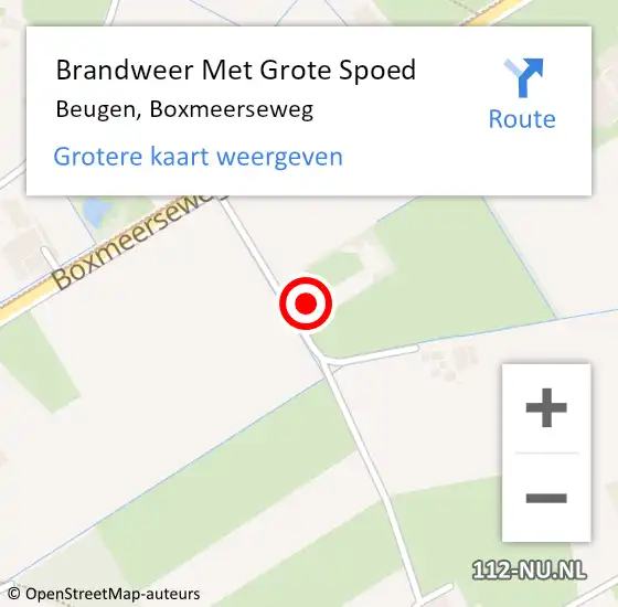 Locatie op kaart van de 112 melding: Brandweer Met Grote Spoed Naar Beugen, Boxmeerseweg op 11 januari 2024 08:25