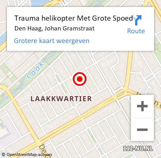 Locatie op kaart van de 112 melding: Trauma helikopter Met Grote Spoed Naar Den Haag, Johan Gramstraat op 11 januari 2024 08:44