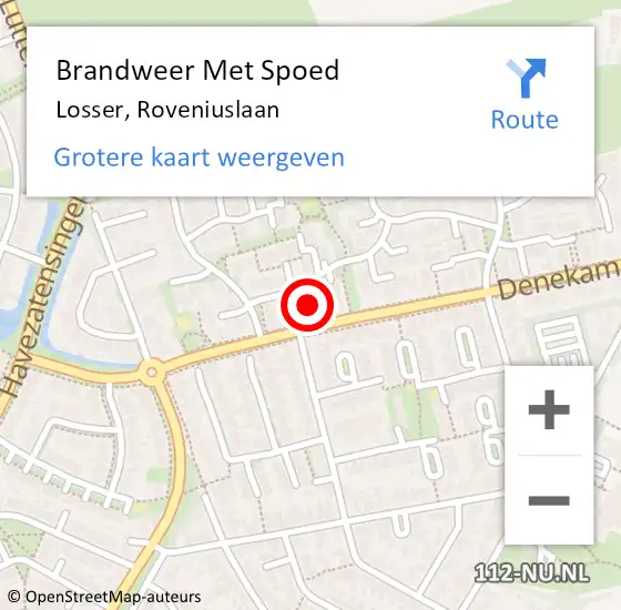 Locatie op kaart van de 112 melding: Brandweer Met Spoed Naar Losser, Roveniuslaan op 11 januari 2024 08:55