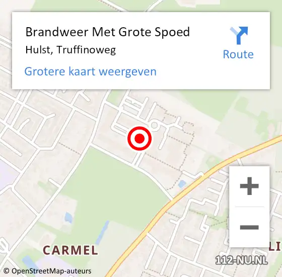 Locatie op kaart van de 112 melding: Brandweer Met Grote Spoed Naar Hulst, Truffinoweg op 11 januari 2024 09:00