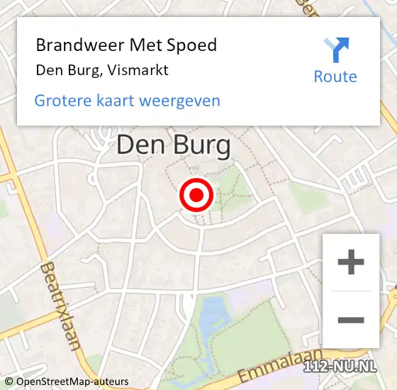 Locatie op kaart van de 112 melding: Brandweer Met Spoed Naar Den Burg, Vismarkt op 11 januari 2024 09:06