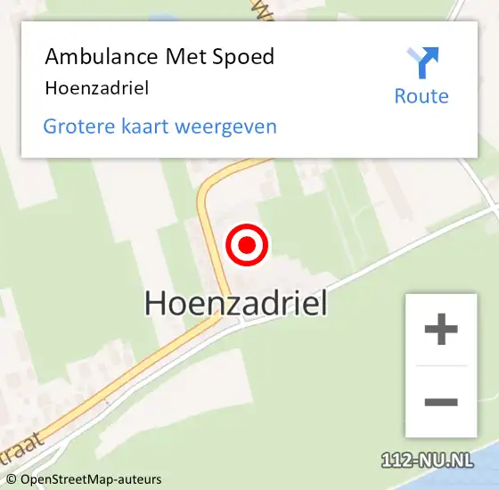 Locatie op kaart van de 112 melding: Ambulance Met Spoed Naar Hoenzadriel op 11 januari 2024 09:59