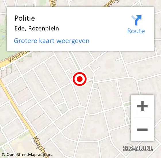 Locatie op kaart van de 112 melding: Politie Ede, Rozenplein op 11 januari 2024 10:11