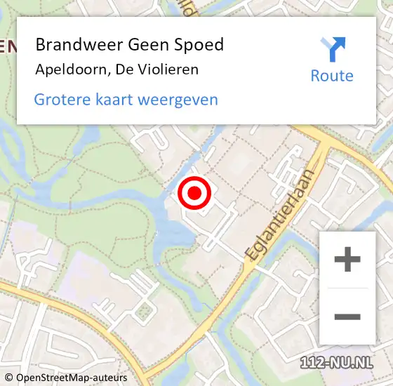 Locatie op kaart van de 112 melding: Brandweer Geen Spoed Naar Apeldoorn, De Violieren op 11 januari 2024 10:29