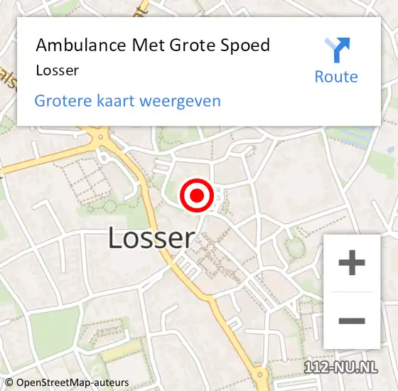 Locatie op kaart van de 112 melding: Ambulance Met Grote Spoed Naar Losser op 11 januari 2024 10:31