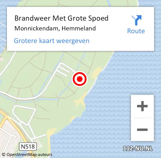 Locatie op kaart van de 112 melding: Brandweer Met Grote Spoed Naar Monnickendam, Hemmeland op 11 januari 2024 11:09