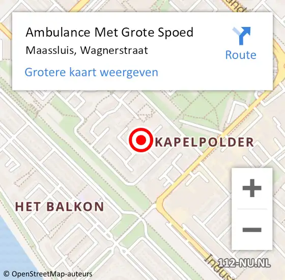 Locatie op kaart van de 112 melding: Ambulance Met Grote Spoed Naar Maassluis, Wagnerstraat op 11 januari 2024 11:12