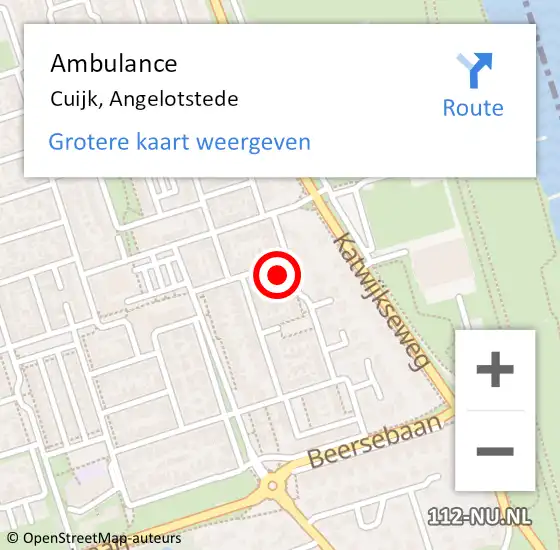 Locatie op kaart van de 112 melding: Ambulance Cuijk, Angelotstede op 21 september 2014 19:32