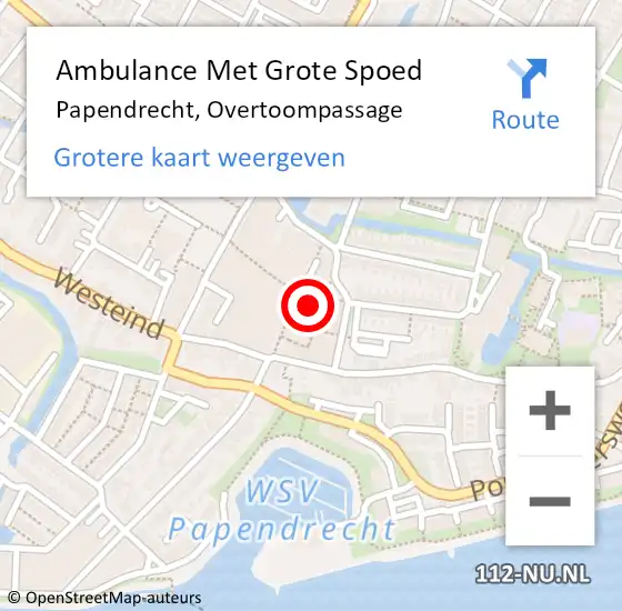 Locatie op kaart van de 112 melding: Ambulance Met Grote Spoed Naar Papendrecht, Overtoompassage op 11 januari 2024 12:17