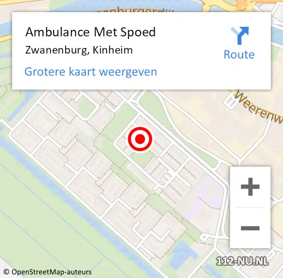 Locatie op kaart van de 112 melding: Ambulance Met Spoed Naar Zwanenburg, Kinheim op 11 januari 2024 12:23