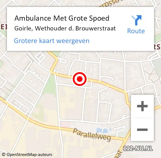 Locatie op kaart van de 112 melding: Ambulance Met Grote Spoed Naar Goirle, Wethouder d. Brouwerstraat op 21 september 2014 19:37