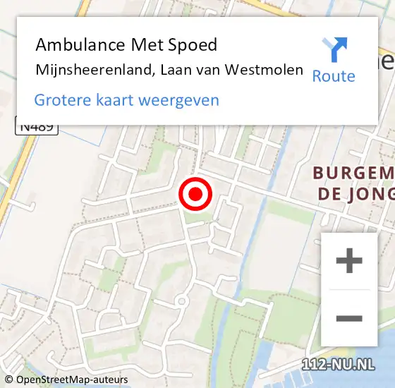 Locatie op kaart van de 112 melding: Ambulance Met Spoed Naar Mijnsheerenland, Laan van Westmolen op 11 januari 2024 12:30