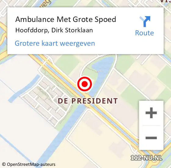 Locatie op kaart van de 112 melding: Ambulance Met Grote Spoed Naar Hoofddorp, Dirk Storklaan op 11 januari 2024 12:31