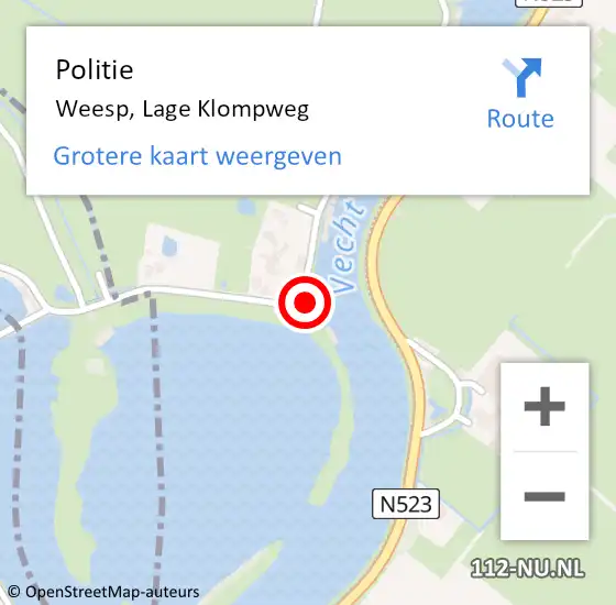 Locatie op kaart van de 112 melding: Politie Weesp, Lage Klompweg op 11 januari 2024 12:46