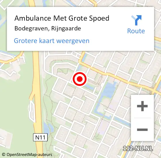 Locatie op kaart van de 112 melding: Ambulance Met Grote Spoed Naar Bodegraven, Rijngaarde op 11 januari 2024 13:03