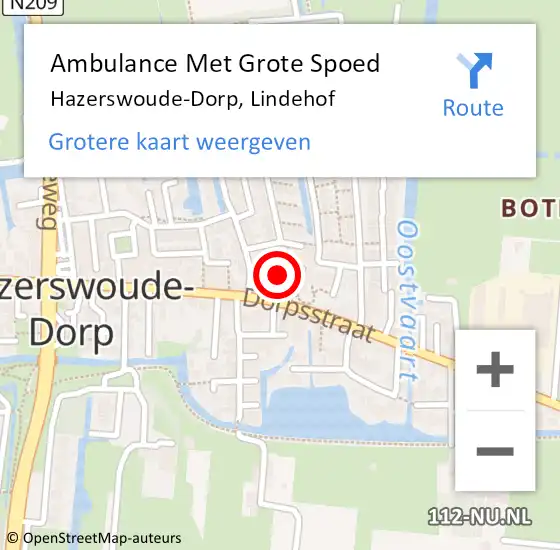 Locatie op kaart van de 112 melding: Ambulance Met Grote Spoed Naar Hazerswoude-Dorp, Lindehof op 11 januari 2024 13:08