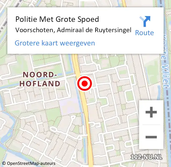 Locatie op kaart van de 112 melding: Politie Met Grote Spoed Naar Voorschoten, Admiraal de Ruytersingel op 11 januari 2024 13:09