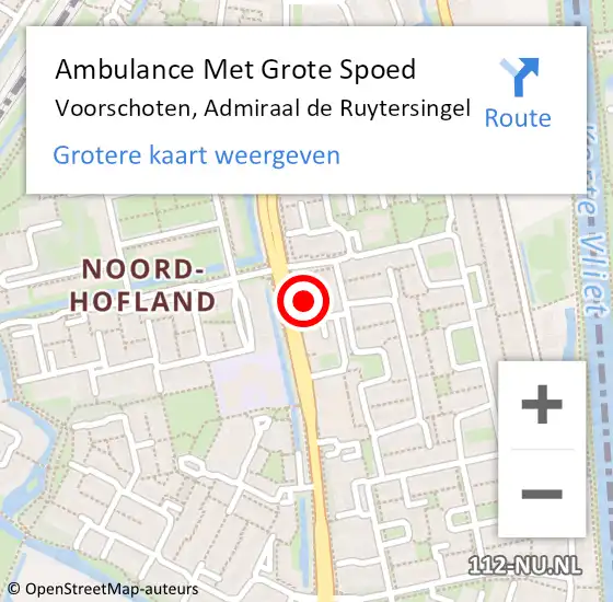 Locatie op kaart van de 112 melding: Ambulance Met Grote Spoed Naar Voorschoten, Admiraal de Ruytersingel op 11 januari 2024 13:12