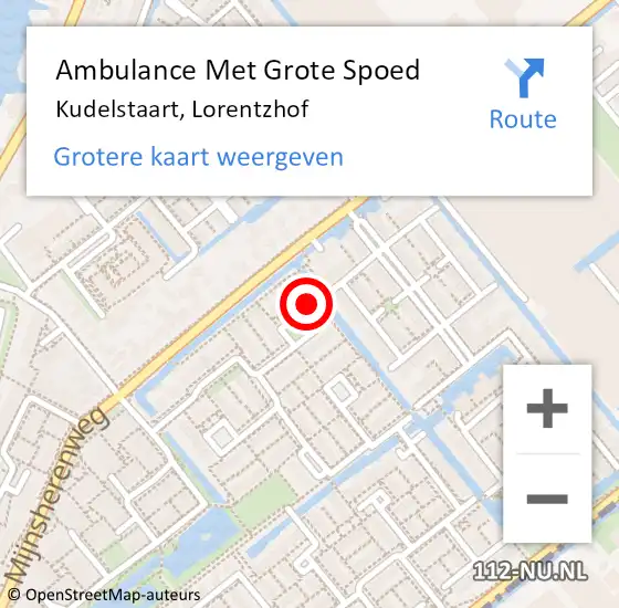 Locatie op kaart van de 112 melding: Ambulance Met Grote Spoed Naar Kudelstaart, Lorentzhof op 11 januari 2024 13:25