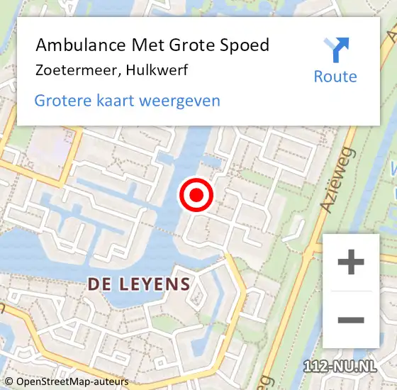 Locatie op kaart van de 112 melding: Ambulance Met Grote Spoed Naar Zoetermeer, Hulkwerf op 11 januari 2024 13:41