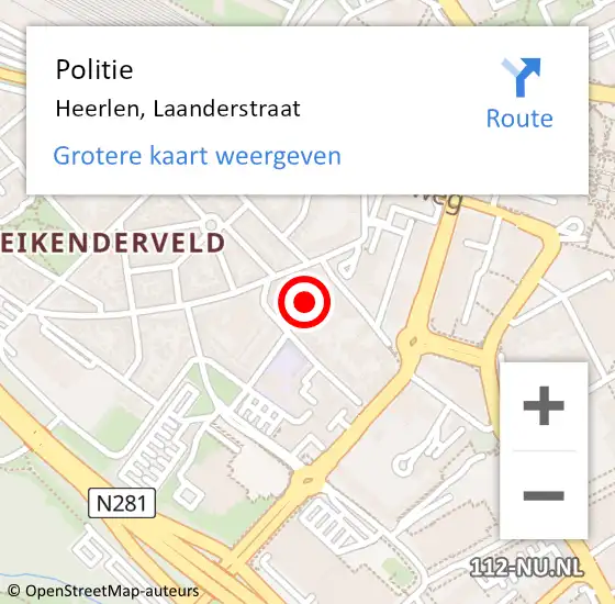 Locatie op kaart van de 112 melding: Politie Heerlen, Laanderstraat op 11 januari 2024 14:04