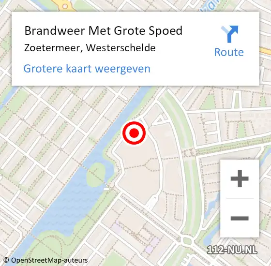 Locatie op kaart van de 112 melding: Brandweer Met Grote Spoed Naar Zoetermeer, Westerschelde op 11 januari 2024 14:06