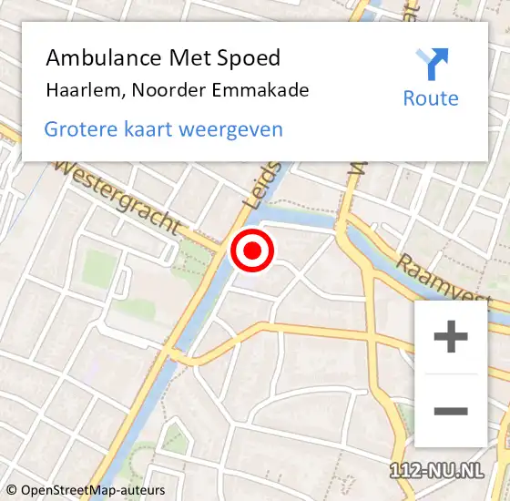 Locatie op kaart van de 112 melding: Ambulance Met Spoed Naar Haarlem, Noorder Emmakade op 11 januari 2024 14:09