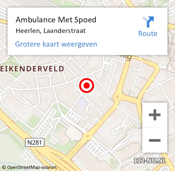 Locatie op kaart van de 112 melding: Ambulance Met Spoed Naar Heerlen, Laanderstraat op 11 januari 2024 14:11