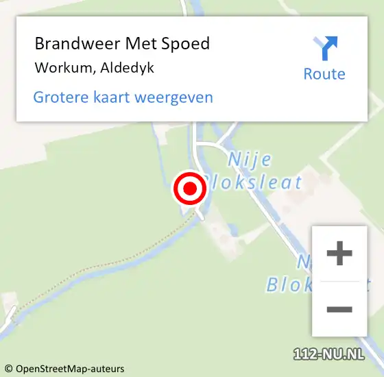 Locatie op kaart van de 112 melding: Brandweer Met Spoed Naar Workum, Aldedyk op 11 januari 2024 14:26