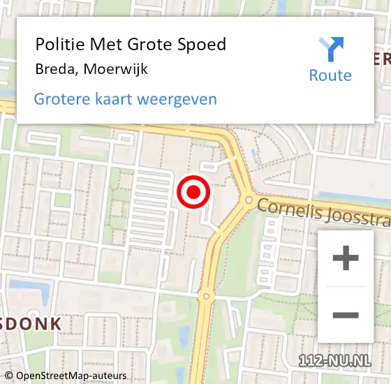 Locatie op kaart van de 112 melding: Politie Met Grote Spoed Naar Breda, Moerwijk op 11 januari 2024 14:34