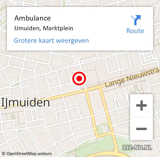 Locatie op kaart van de 112 melding: Ambulance IJmuiden, Marktplein op 11 januari 2024 14:34