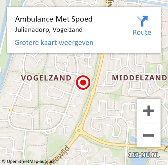 Locatie op kaart van de 112 melding: Ambulance Met Spoed Naar Julianadorp, Vogelzand op 11 januari 2024 14:46