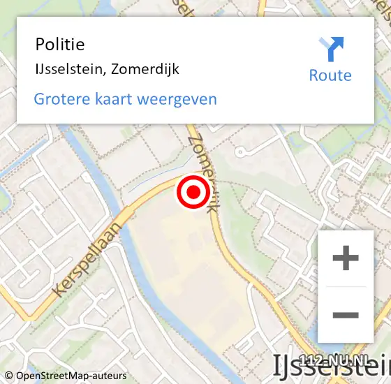 Locatie op kaart van de 112 melding: Politie IJsselstein, Zomerdijk op 11 januari 2024 14:50