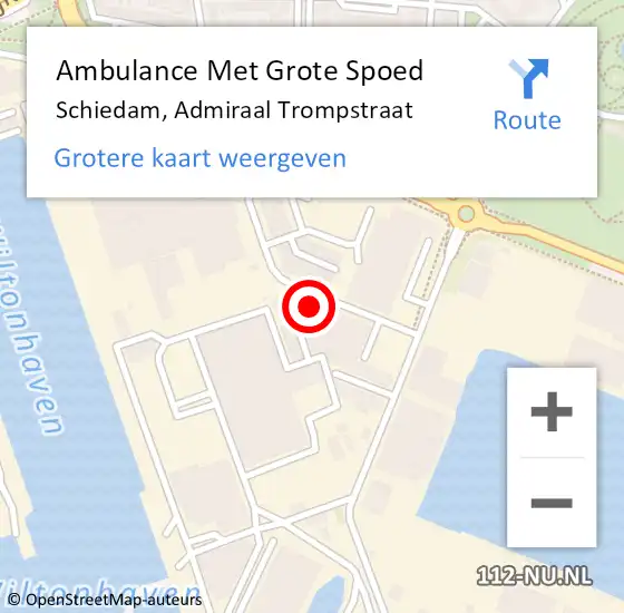 Locatie op kaart van de 112 melding: Ambulance Met Grote Spoed Naar Schiedam, Admiraal Trompstraat op 11 januari 2024 15:16